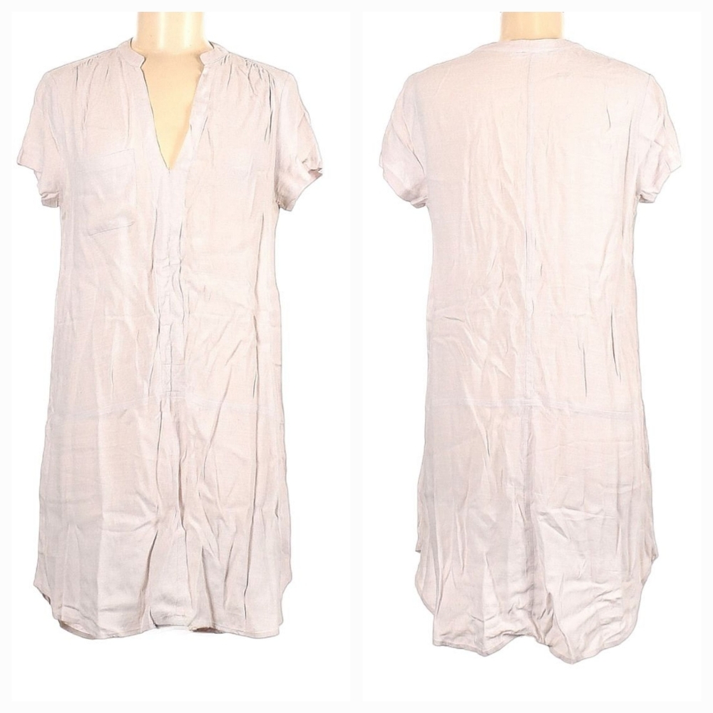 GUC Effortless Ivory V-Neck Shift Dress – Relaxed Fit, Lightweight, Casual Chic